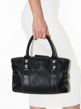 MICHAEL KORS Black Pebbled Leather Satchel Handbag Women's